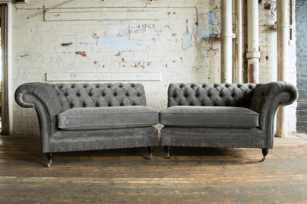 Classic Chesterfield Sofa 4 Seater Design Sofas Upholstery Couches Leather Brown