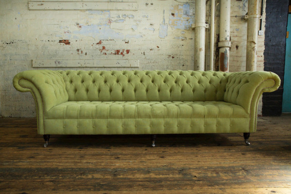 Classic Chesterfield Sofa 4 Seater Sofas Couches Leather Green Design Upholstery