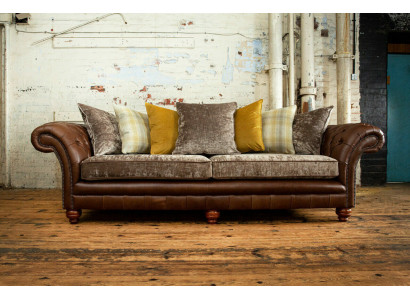Classic Chesterfield Sofa 4 Seater Sofas Couches Leather Brown Design Upholstery