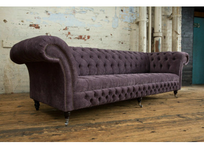 Classic Chesterfield Sofa 4 Seater Sofas Upholstery Couches Leather Brown Design