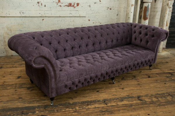 Classic Chesterfield Sofa 4 Seater Sofas Upholstery Couches Leather Brown Design