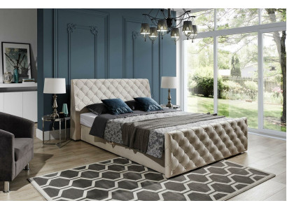 Chesterfield Bed Beds Leather 180x200cm Upholstery Marriage Design Leather Hotel Furniture