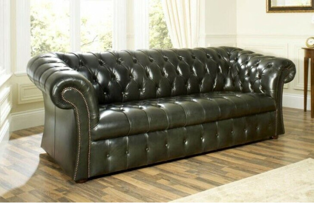 Green Chesterfield 3-Seater Designer Luxury Three-Seater Couch