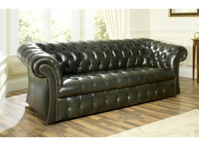 Green Chesterfield 3-Seater Designer Luxury Three-Seater Couch