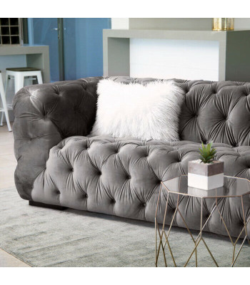 Gray Chesterfield Three Seater Couch Upholstered Style Furniture