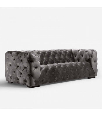 Gray Chesterfield Three Seater Couch Upholstered Style Furniture