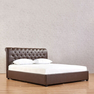 Modern Brown Chesterfield Double bed Designer Bedroom Bed