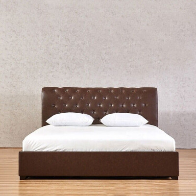 Modern Brown Chesterfield Double bed Designer Bedroom Bed