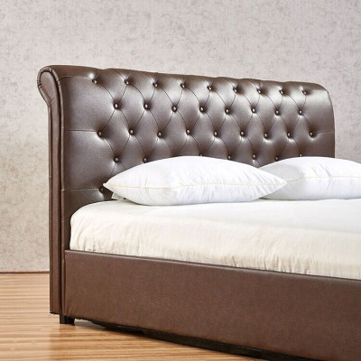 Modern Brown Chesterfield Double bed Designer Bedroom Bed