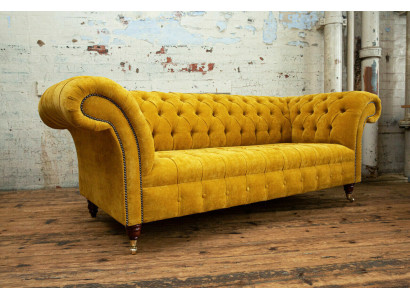 Designer yellow Chesterfield 3-Seater luxury three-seater couch