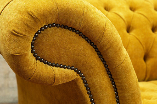 Designer yellow Chesterfield 3-Seater luxury three-seater couch