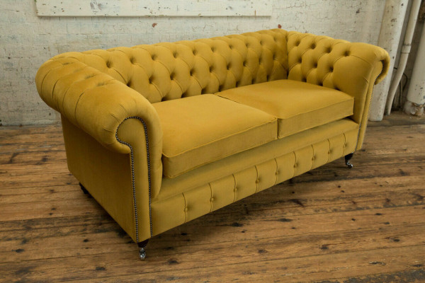 Yellow Chesterfield Two-seater Designer Living room 2-seater couch