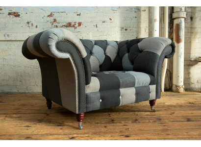 Grey-Blue e Chesterfield Armchair Luxury Single Seater Designer Furniture