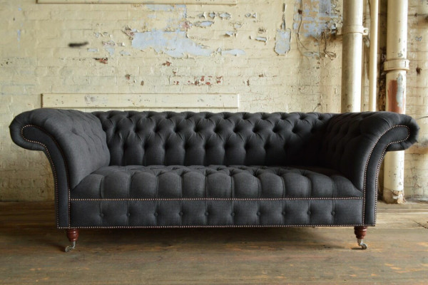 Gray Chesterfield three seater luxury living room 3 seater couch