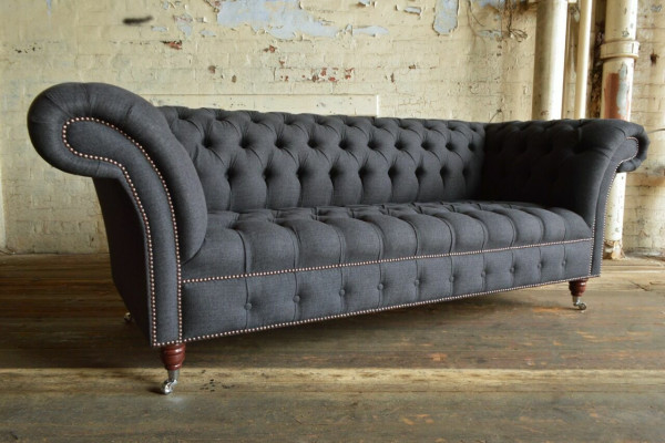 Gray Chesterfield three seater luxury living room 3 seater couch