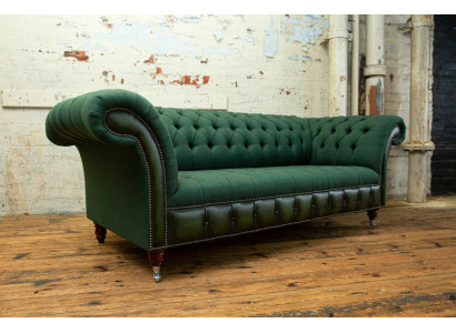 Designer Green Chesterfield Sofa Luxury 3-Seater Living room Couch