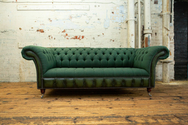 Designer Green Chesterfield Sofa Luxury 3-Seater Living room Couch
