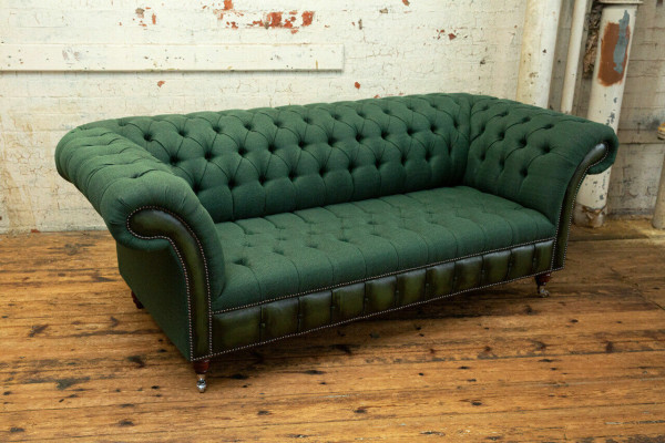 Designer Green Chesterfield Sofa Luxury 3-Seater Living room Couch