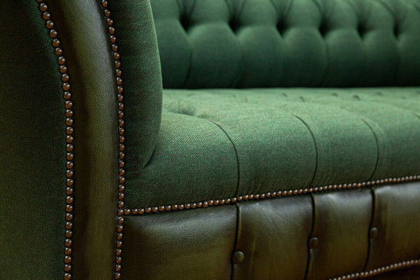 Designer Green Chesterfield Sofa Luxury 3-Seater Living room Couch