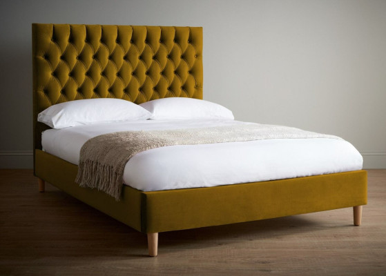 Chesterfield Design Upholstery English 140/160/180x200 Beds Double bed Yellow
