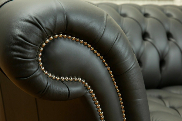 Gray Chesterfield Leather three seater designer 3 seater couch