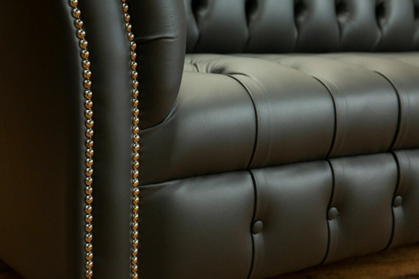 Gray Chesterfield Leather three seater designer 3 seater couch
