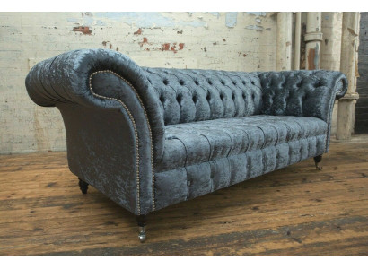 Living room Chesterfield Sofa Couch Design Textile Couches Sofas Three Seater Gray
