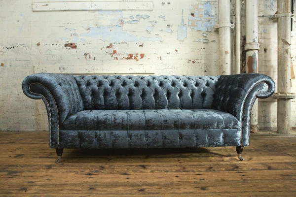 Living room Chesterfield Sofa Couch Design Textile Couches Sofas Three Seater Gray