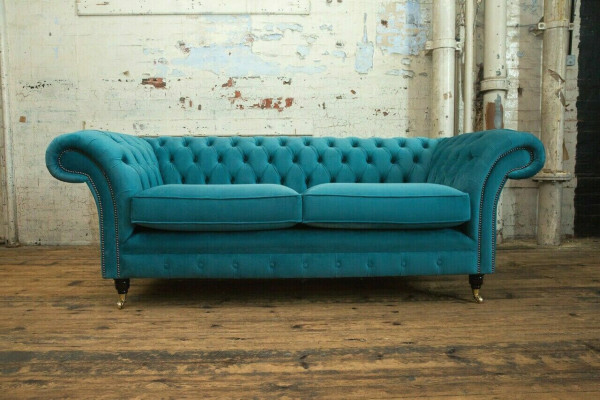 Turquoise Chesterfield Couch Designer 3-Seater Luxury Living room Sofa