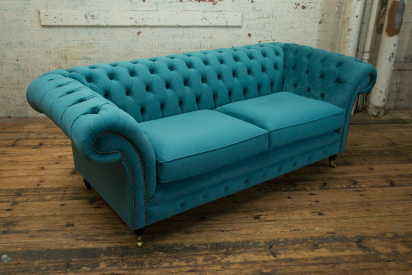Turquoise Chesterfield Couch Designer 3-Seater Luxury Living room Sofa