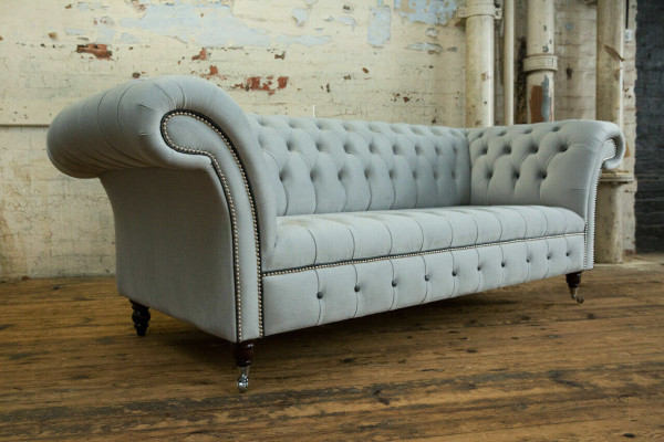 White Designer Chesterfield Three Seater Modern 3 Seater Couch