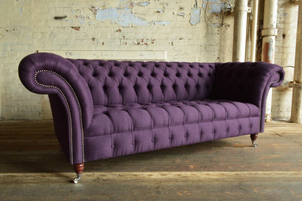 Modern Purple Chesterfield Three Seater Living Room 3 Seater Sofa