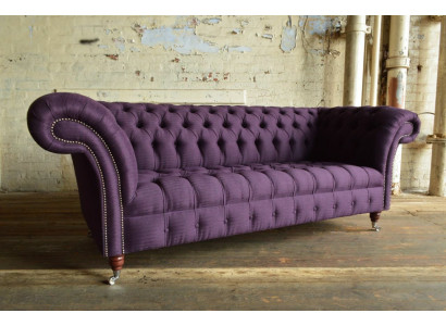 Modern Purple Chesterfield Three Seater Living Room 3 Seater Sofa