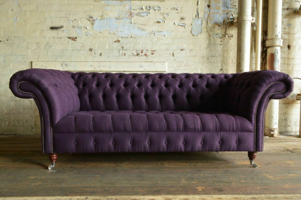 Modern Purple Chesterfield Three Seater Living Room 3 Seater Sofa