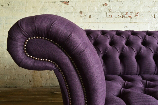 Modern Purple Chesterfield Three Seater Living Room 3 Seater Sofa