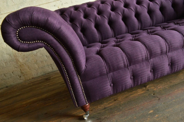 Modern Purple Chesterfield Three Seater Living Room 3 Seater Sofa