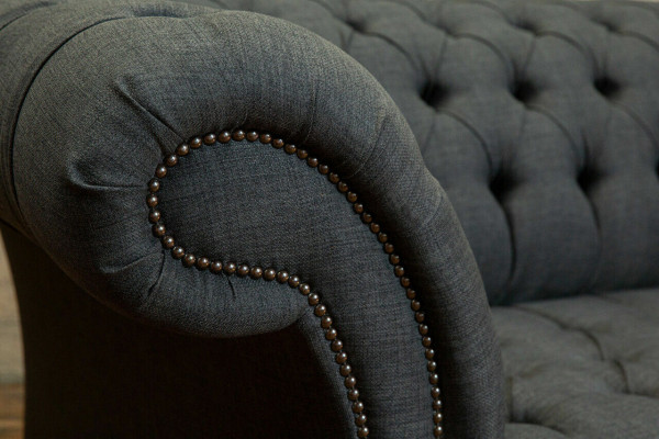 Gray Textile Sofa Gray Chesterfield Three Seater Luxury Living room Couch