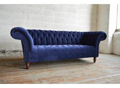 Blue e Chesterfield Sofa Couch Design Upholstery Sofas Couches Fabric Textile Leather