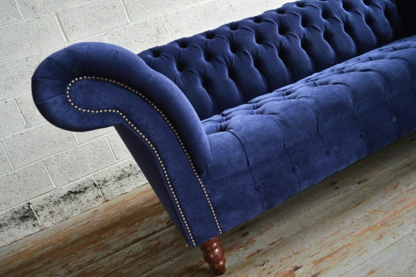 Blue e Chesterfield Sofa Couch Design Upholstery Sofas Couches Fabric Textile Leather