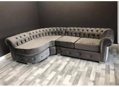 Gray Living room Couch Chesterfield Upholstery Seat Suite Corner Group