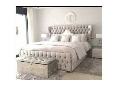 Designer Bed Bedroom Beds Textile Leather Hotel Luxury Upholstery Velvet