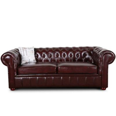 Classic brown Chesterfield Leather Couch Upholstery Seat Suite 3 Seater