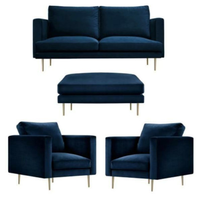 Sofa Group Seat Armchair Stool Furniture Textile Fabric Blue Two-seater Living room new