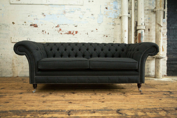 Black Modern Three Seater Chesterfield Luxury 3 Seater Sofa