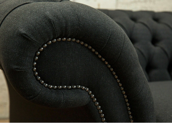 Black Modern Three Seater Chesterfield Luxury 3 Seater Sofa