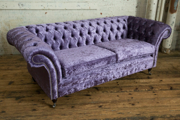 Purple Chesterfield Three Seater Chesterfield Luxury 3-Seater Sofa