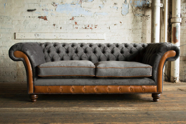 Gray-brown Chesterfield 3-Seater Living room luxury couch