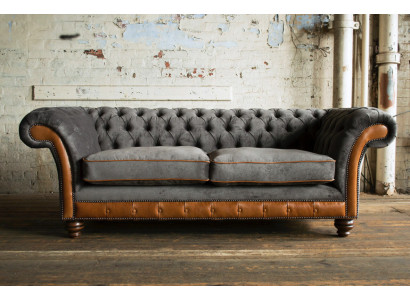 Gray-brown Chesterfield 3-Seater Living room luxury couch