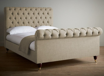 Beige Luxury Chesterfield Double bed Designer Bedroom Bed