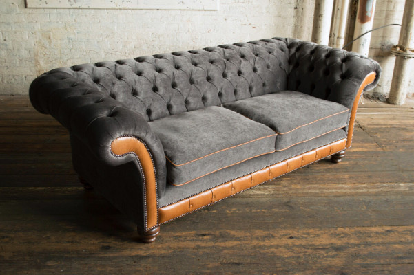 Gray-brown Chesterfield 3-Seater Living room luxury couch